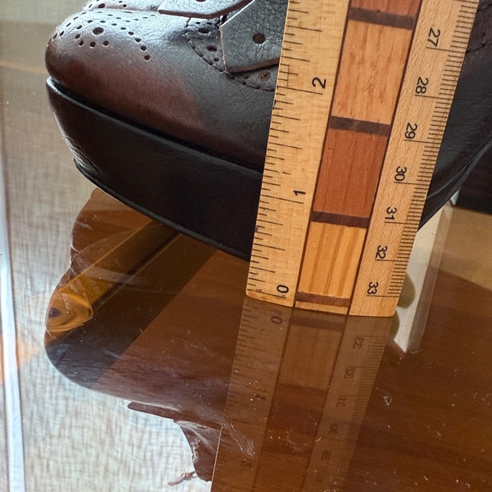FRYE AND CO. Naya Kiltie Oxford Brown Leather Heels with platform - Picture 6 of 9
